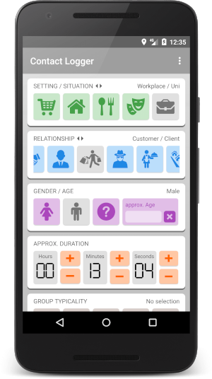 Screenshot of the Contact Logger app contactlogger